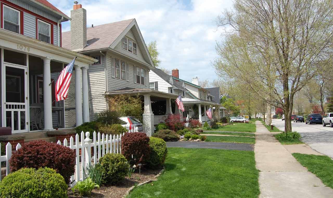 Photo of Lakewood neighborhood of houses used to compliment Lakewood Open branding materials.