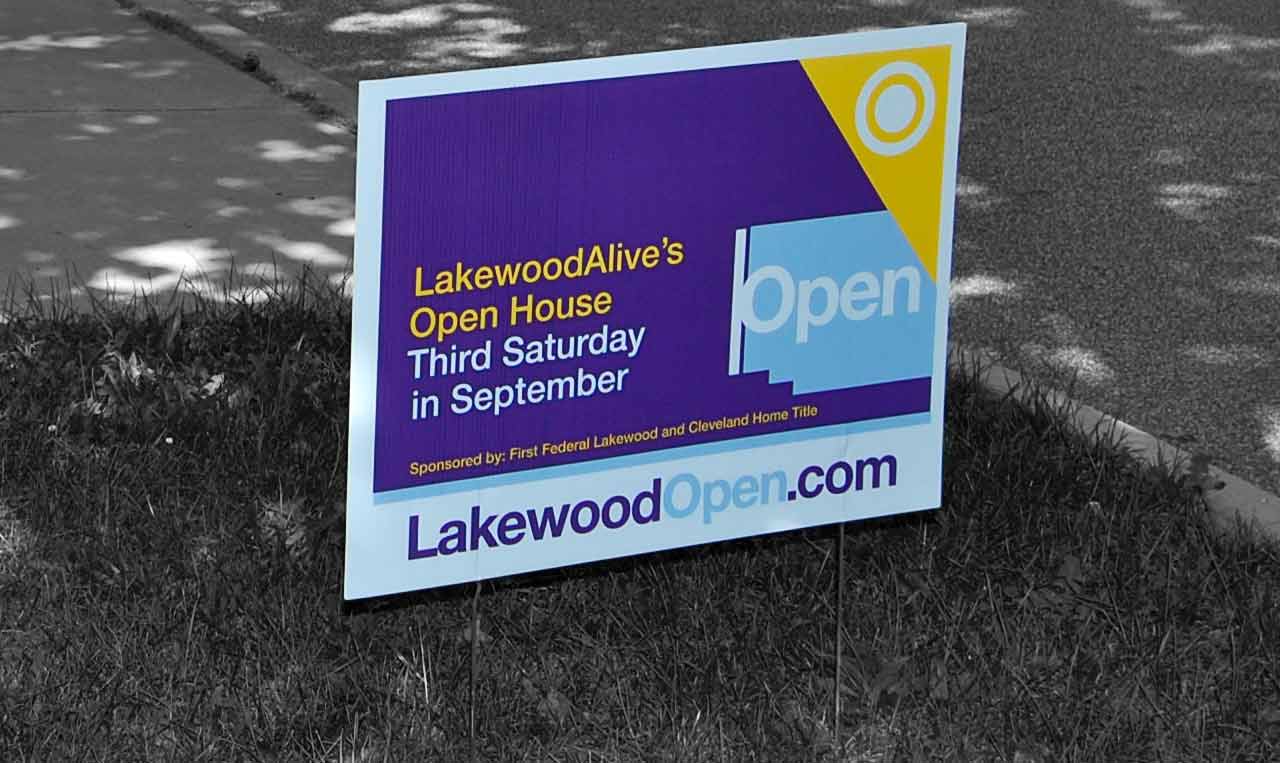 Lakewood Open Yard Sign.